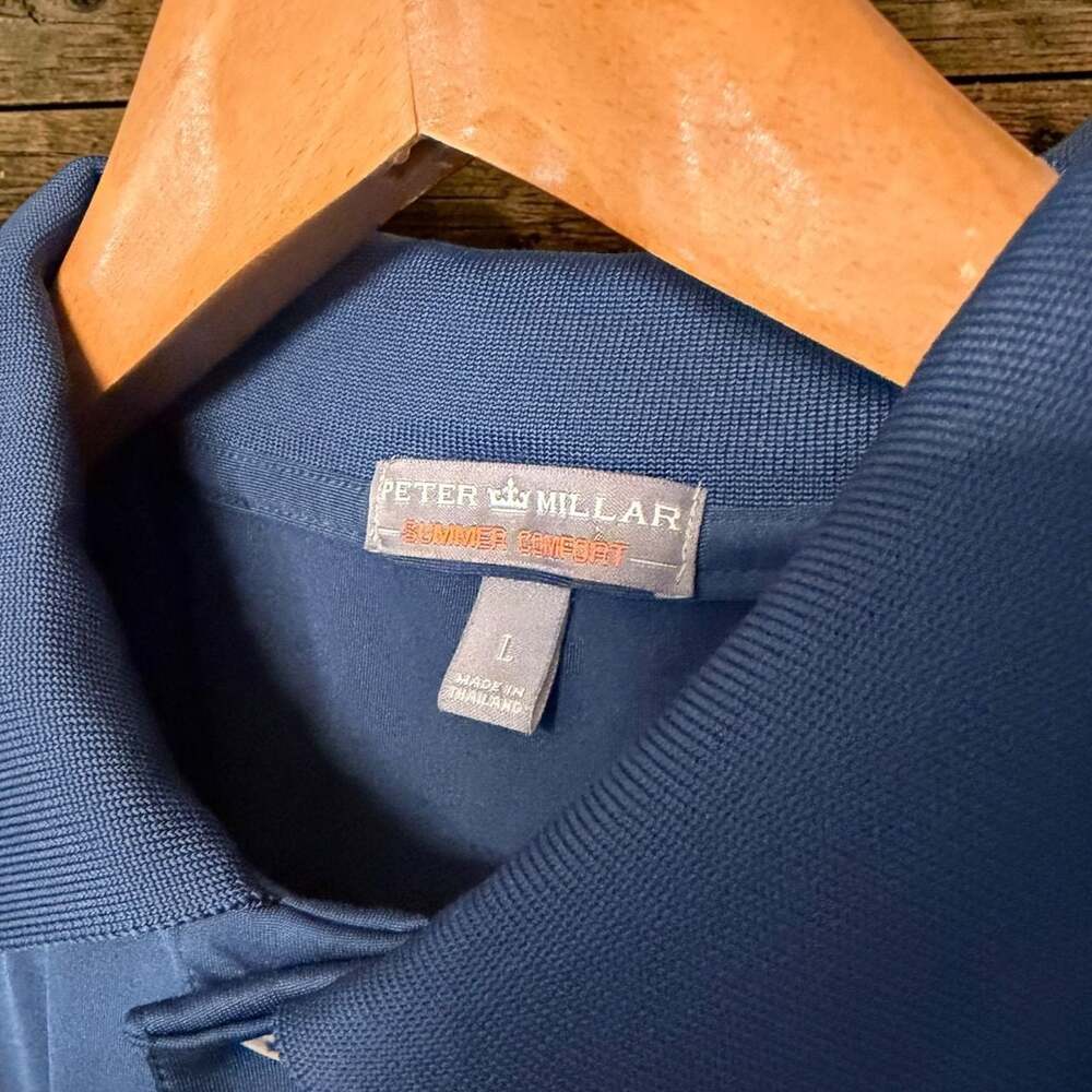 Peter Millar Navy Blue Summer Comfort Polo Shirt Size L